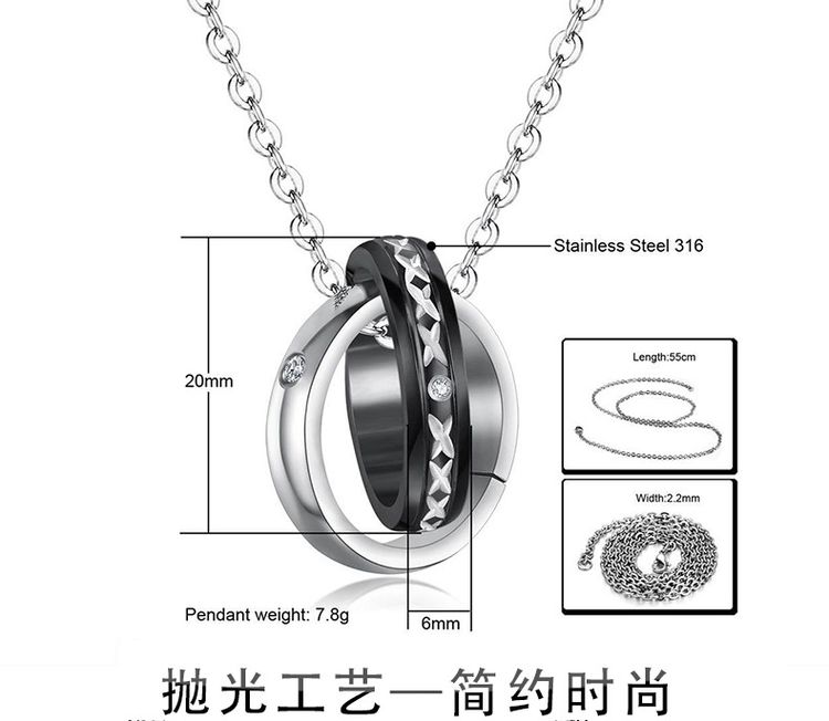 Wholesale Creative Celebrity Titanium steel couple pendant necklace | EaseWholesale 5