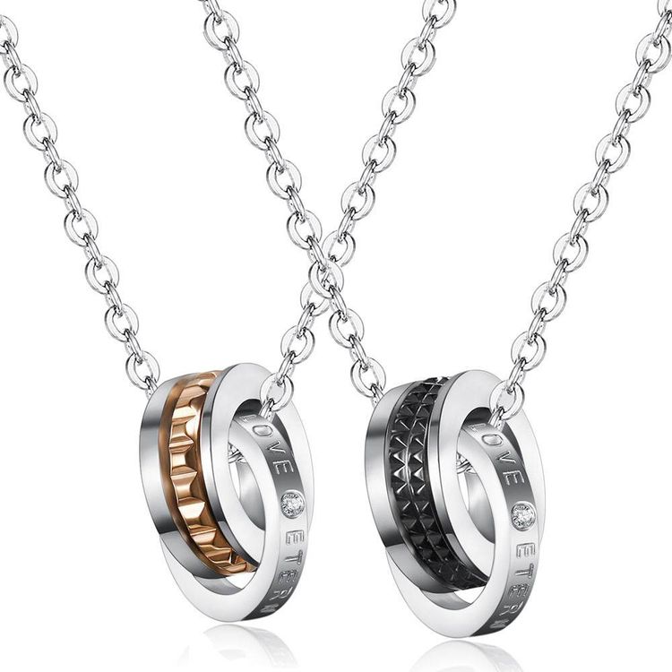 Fashion Celebrity Sawtooth Titanium Stainless Steel Couple necklace | EaseWholesale 0