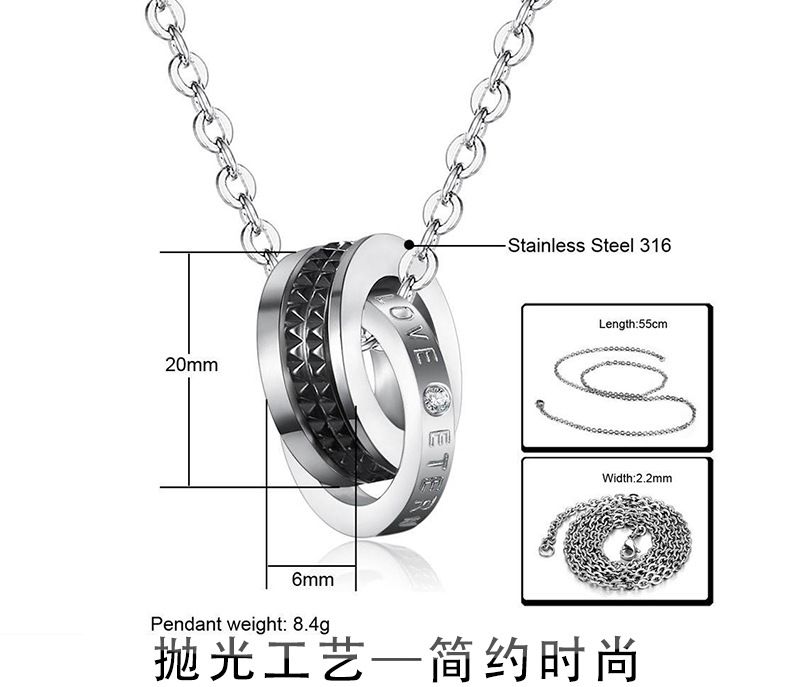 Fashion Celebrity Sawtooth Titanium Stainless Steel Couple necklace | EaseWholesale 5