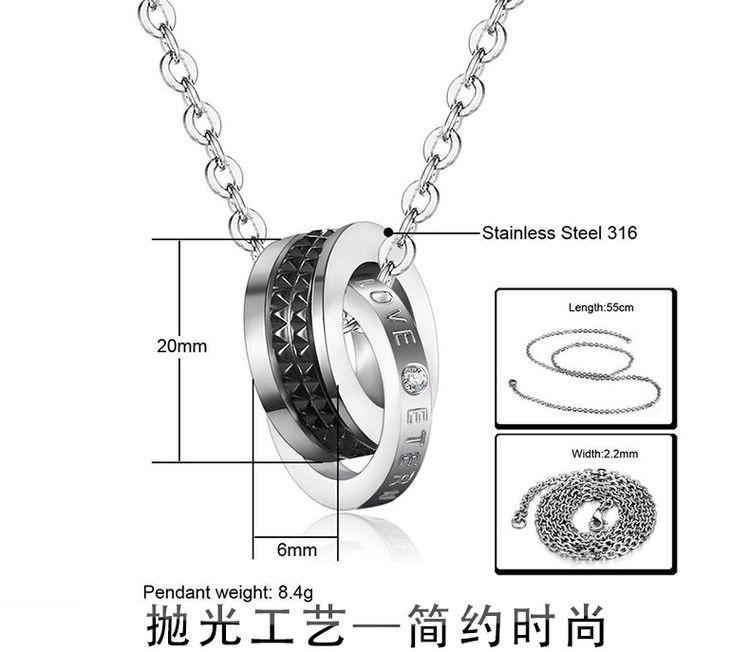 Fashion Celebrity Sawtooth Titanium Stainless Steel Couple necklace | EaseWholesale 5