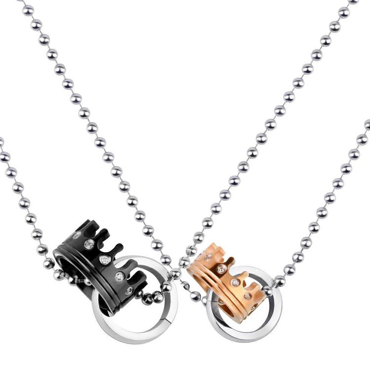 Fashion Wholesale Crown Couple Necklace Zirconia High Grade Titanium Couple Pendant | EaseWholesale 0 Fashion Wholesale Crown Couple Necklace Zirconia High Grade Titanium Couple Pendant | EaseWholesale 0