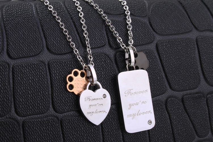 forever you're my lover Square Heart Tag Titanium Couple Necklace | EaseWholesale 1 forever you're my lover Square Heart Tag Titanium Couple Necklace | EaseWholesale 1