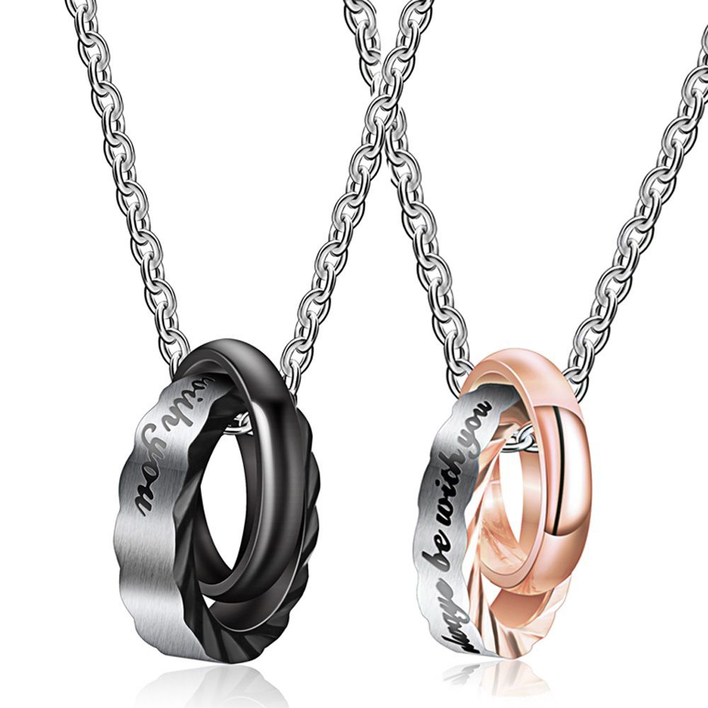 Wave Zirconia Pendant Titanium Couple's Necklace Wholesale | EaseWholesale 0 Wave Zirconia Pendant Titanium Couple's Necklace Wholesale | EaseWholesale 0