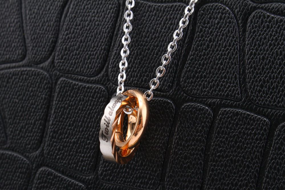 Wave Zirconia Pendant Titanium Couple's Necklace Wholesale | EaseWholesale 2 Wave Zirconia Pendant Titanium Couple's Necklace Wholesale | EaseWholesale 2