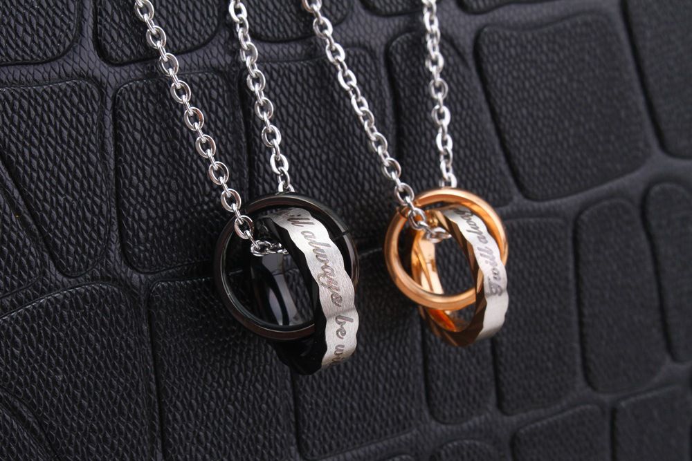 Wave Zirconia Pendant Titanium Couple's Necklace Wholesale | EaseWholesale 3 Wave Zirconia Pendant Titanium Couple's Necklace Wholesale | EaseWholesale 3