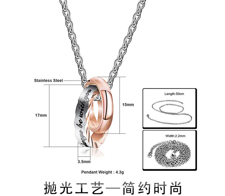 Wave Zirconia Pendant Titanium Couple's Necklace Wholesale | EaseWholesale 4 Wave Zirconia Pendant Titanium Couple's Necklace Wholesale | EaseWholesale 4