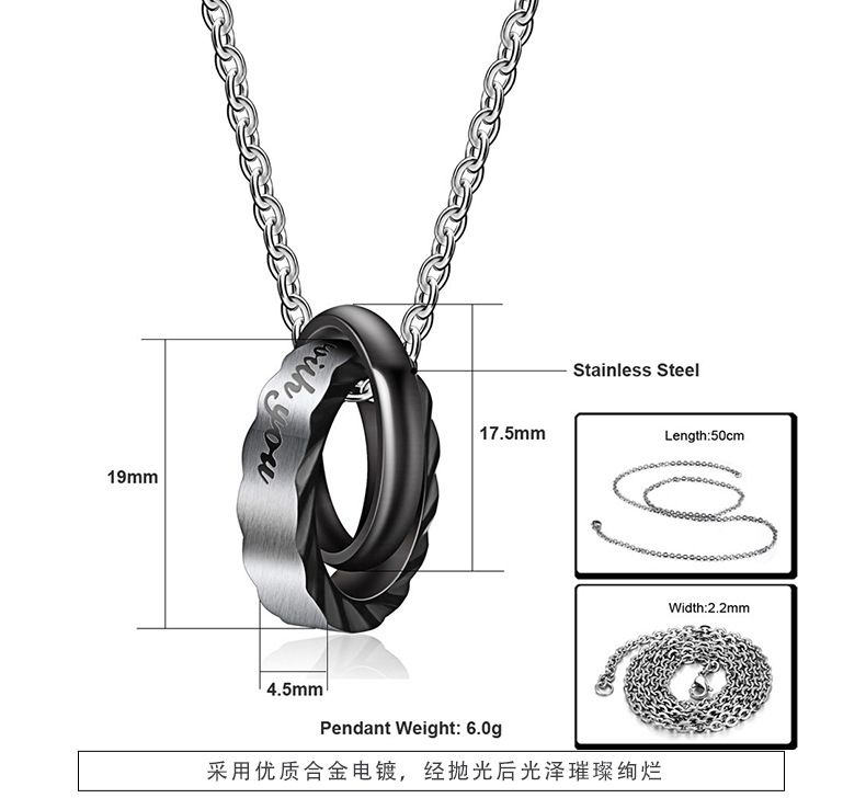 Wave Zirconia Pendant Titanium Couple's Necklace Wholesale | EaseWholesale 6 Wave Zirconia Pendant Titanium Couple's Necklace Wholesale | EaseWholesale 6