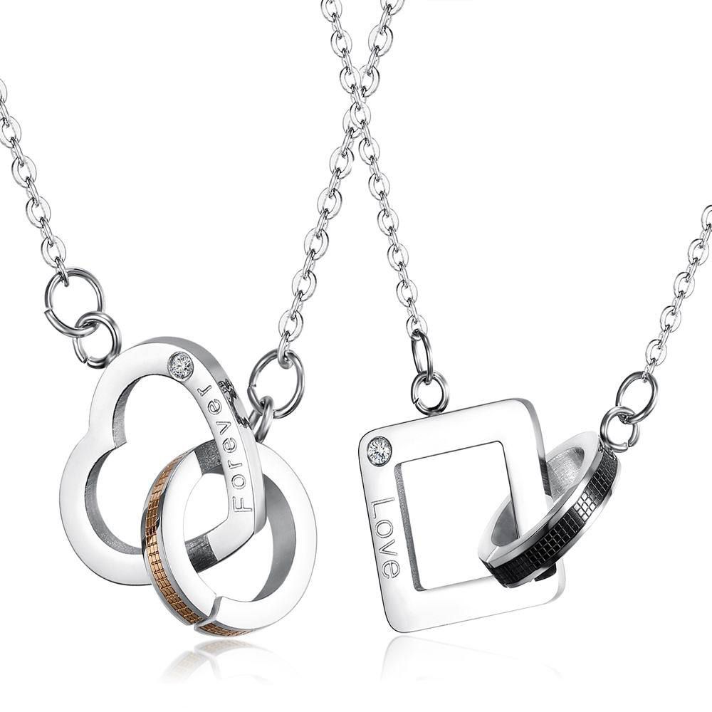 Wholesale Square Heart Pendant Titanium Couple's Necklace Gift  | EaseWholesale 0 Wholesale Square Heart Pendant Titanium Couple's Necklace Gift  | EaseWholesale 0