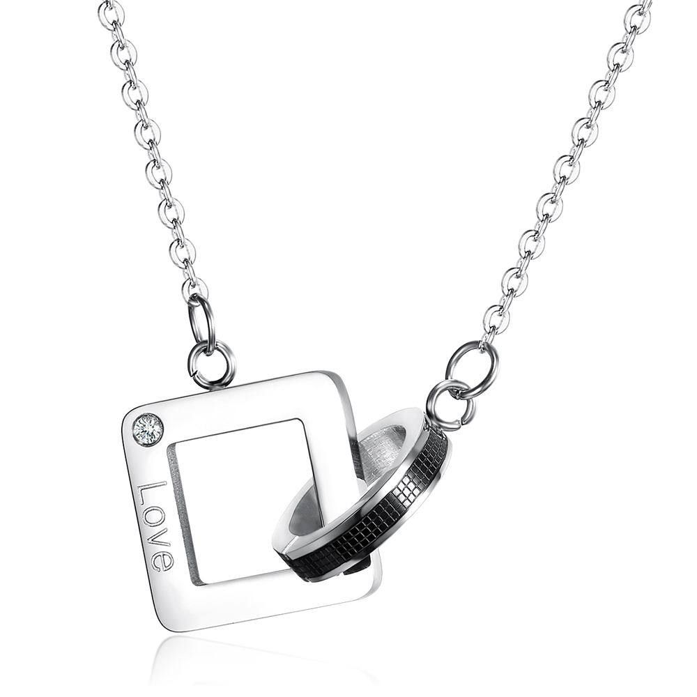 Wholesale Square Heart Pendant Titanium Couple's Necklace Gift  | EaseWholesale 3 Wholesale Square Heart Pendant Titanium Couple's Necklace Gift  | EaseWholesale 3