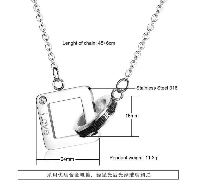 Wholesale Square Heart Pendant Titanium Couple's Necklace Gift  | EaseWholesale 4 Wholesale Square Heart Pendant Titanium Couple's Necklace Gift  | EaseWholesale 4