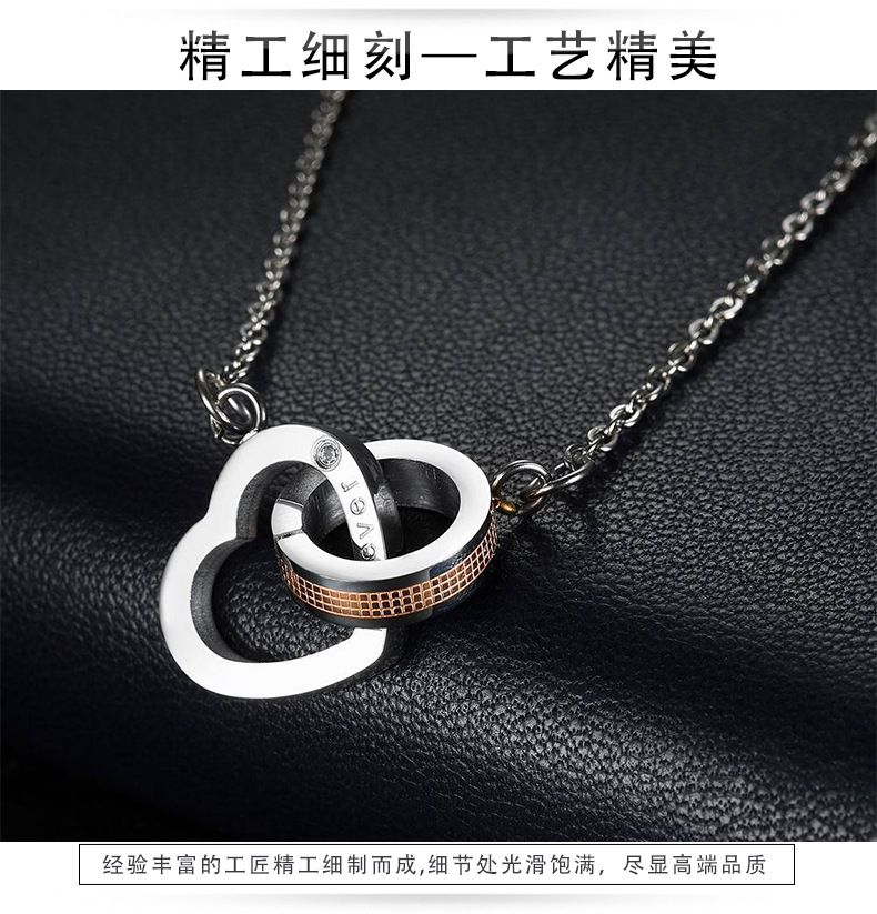 Wholesale Square Heart Pendant Titanium Couple's Necklace Gift  | EaseWholesale 6 Wholesale Square Heart Pendant Titanium Couple's Necklace Gift  | EaseWholesale 6