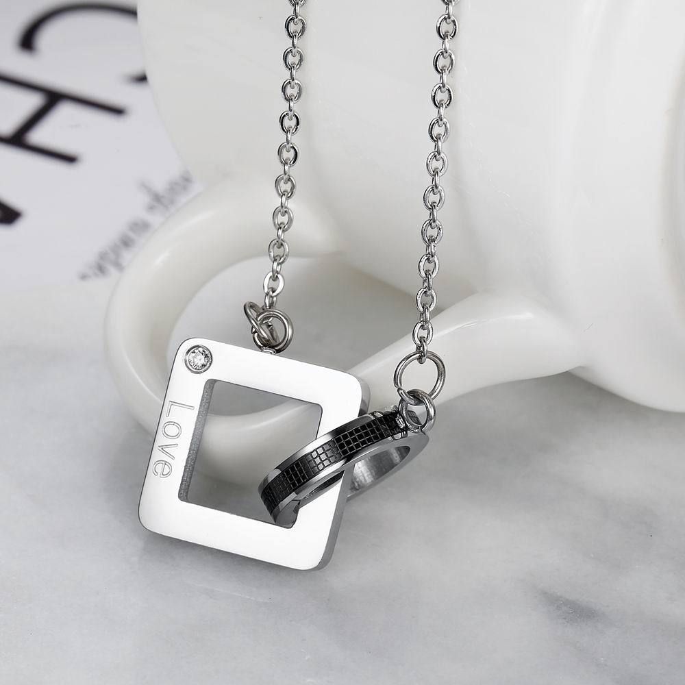 Wholesale Square Heart Pendant Titanium Couple's Necklace Gift  | EaseWholesale 7 Wholesale Square Heart Pendant Titanium Couple's Necklace Gift  | EaseWholesale 7
