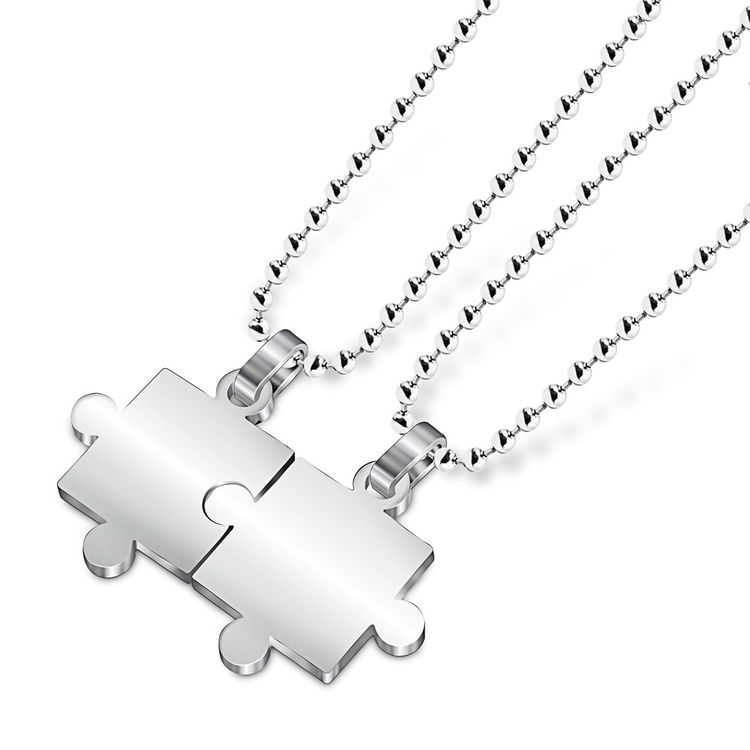 Creative Puzzle Pendant Stainless Steel Couple Necklace  | EaseWholesale 0 Creative Puzzle Pendant Stainless Steel Couple Necklace  | EaseWholesale 0