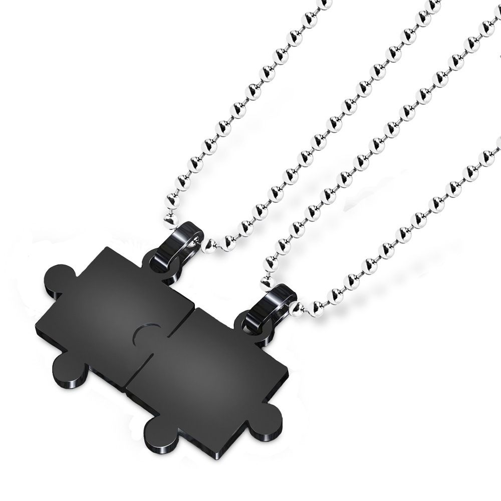 Creative Puzzle Pendant Stainless Steel Couple Necklace  | EaseWholesale 1 Creative Puzzle Pendant Stainless Steel Couple Necklace  | EaseWholesale 1