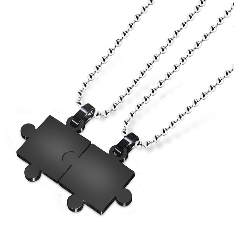 Creative Puzzle Pendant Stainless Steel Couple Necklace  | EaseWholesale 1 Creative Puzzle Pendant Stainless Steel Couple Necklace  | EaseWholesale 1