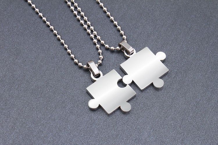 Creative Puzzle Pendant Stainless Steel Couple Necklace  | EaseWholesale 2 Creative Puzzle Pendant Stainless Steel Couple Necklace  | EaseWholesale 2