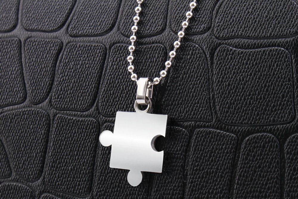Creative Puzzle Pendant Stainless Steel Couple Necklace  | EaseWholesale 4 Creative Puzzle Pendant Stainless Steel Couple Necklace  | EaseWholesale 4
