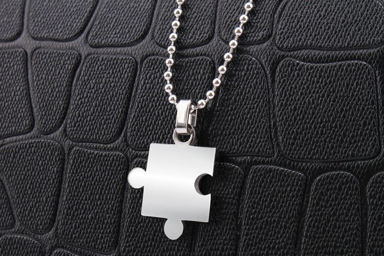Creative Puzzle Pendant Stainless Steel Couple Necklace  | EaseWholesale 4 Creative Puzzle Pendant Stainless Steel Couple Necklace  | EaseWholesale 4