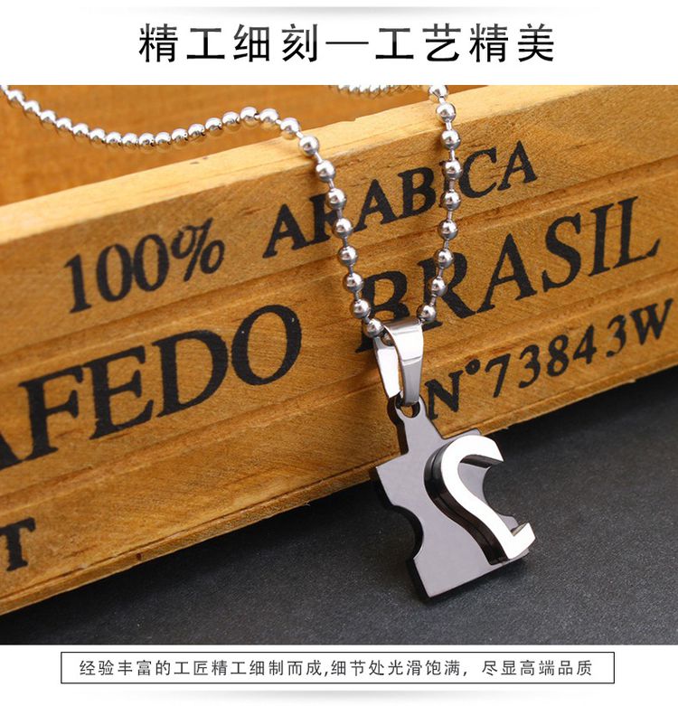 Creative Heart Puzzle Pendant Wholesale Titanium Couple Necklace | EaseWholesale 2  Creative Heart Puzzle Pendant Wholesale Titanium Couple Necklace | EaseWholesale 2
