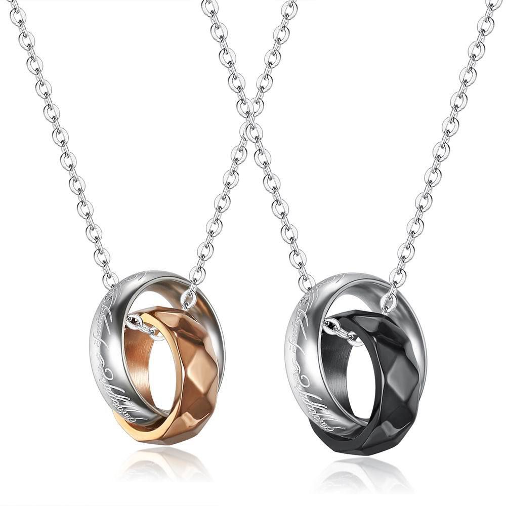 Double Loop Diamond Shape Titanium Couple's Necklace  | EaseWholesale 0 Double Loop Diamond Shape Titanium Couple's Necklace  | EaseWholesale 0