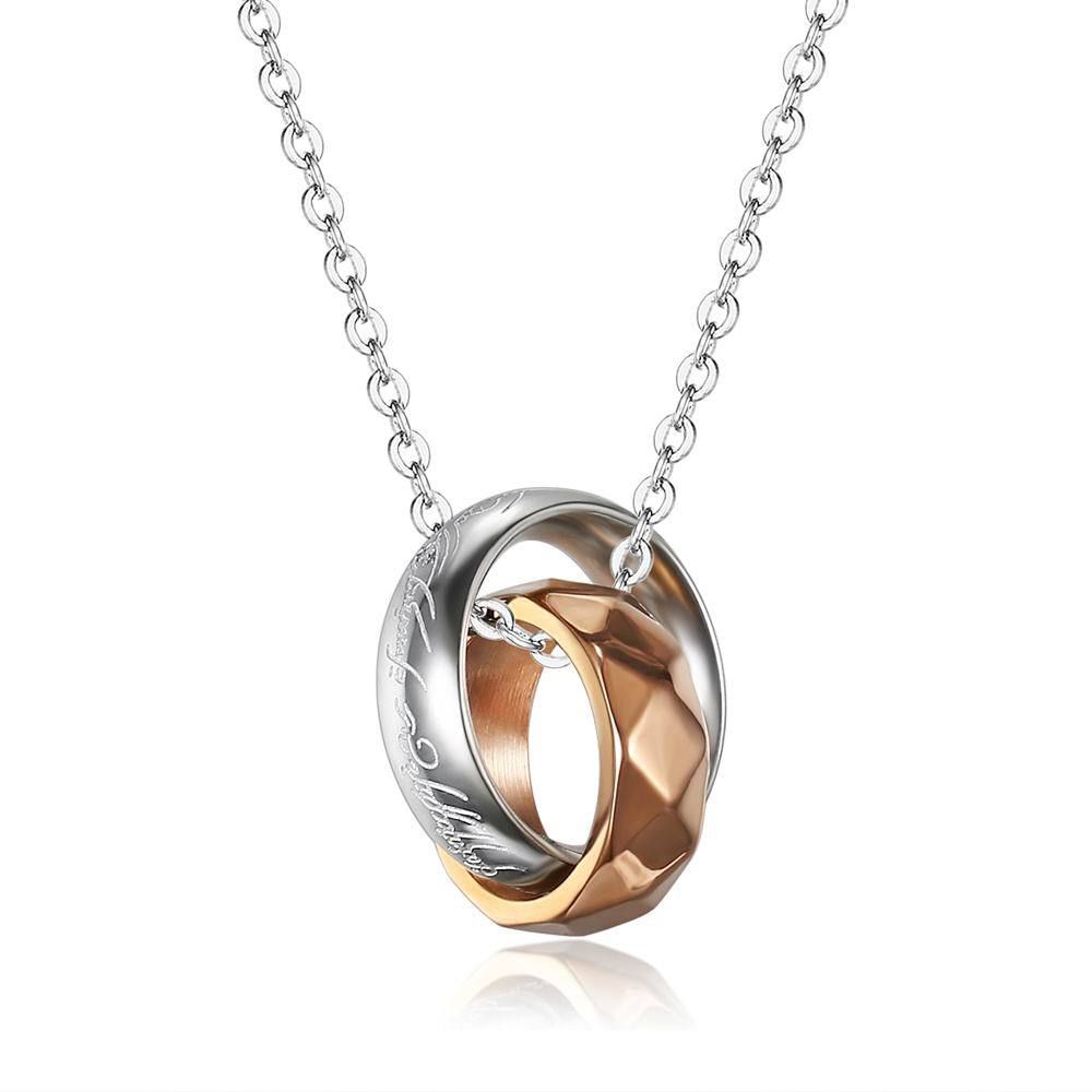 Double Loop Diamond Shape Titanium Couple's Necklace  | EaseWholesale 2 Double Loop Diamond Shape Titanium Couple's Necklace  | EaseWholesale 2