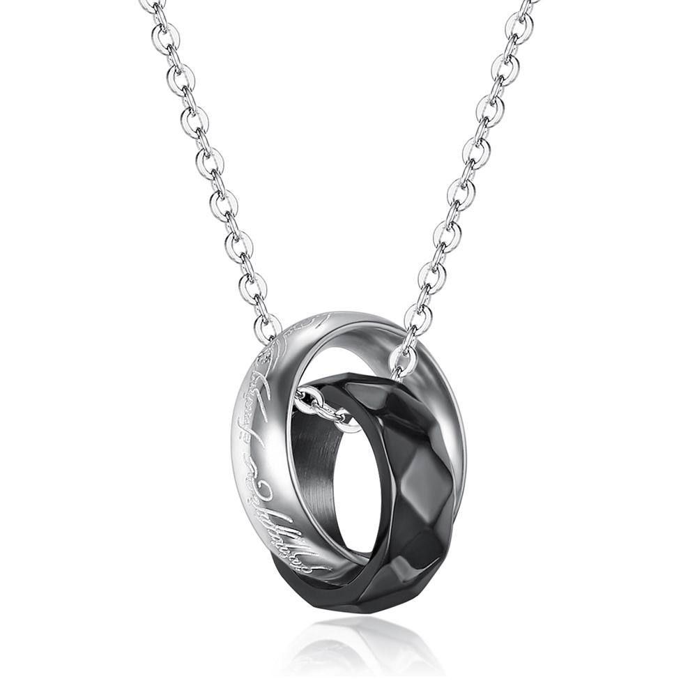 Double Loop Diamond Shape Titanium Couple's Necklace  | EaseWholesale 3 Double Loop Diamond Shape Titanium Couple's Necklace  | EaseWholesale 3