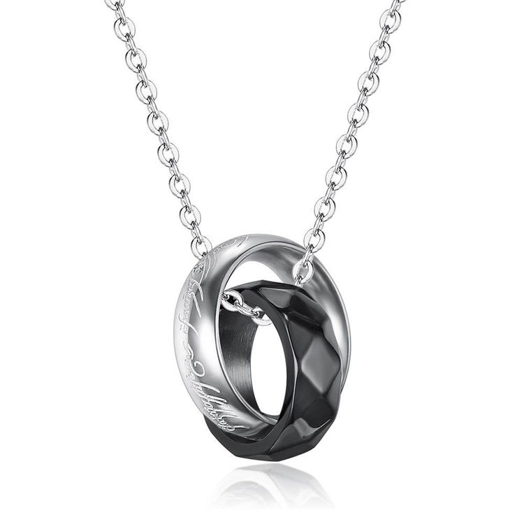 Double Loop Diamond Shape Titanium Couple's Necklace  | EaseWholesale 3 Double Loop Diamond Shape Titanium Couple's Necklace  | EaseWholesale 3