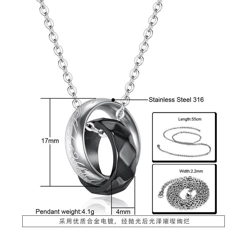 Double Loop Diamond Shape Titanium Couple's Necklace  | EaseWholesale 4 Double Loop Diamond Shape Titanium Couple's Necklace  | EaseWholesale 4