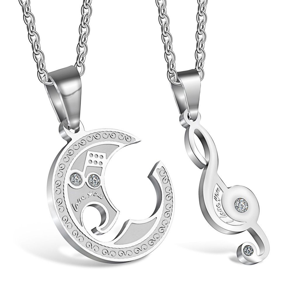 Wholesale Creative Music Symbol Titanium Couple Pendant Necklace | EaseWholesale 0 Wholesale Creative Music Symbol Titanium Couple Pendant Necklace | EaseWholesale 0