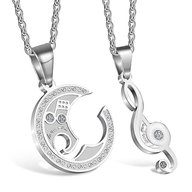 Wholesale Creative Music Symbol Titanium Couple Pendant Necklace | EaseWholesale 0 Wholesale Creative Music Symbol Titanium Couple Pendant Necklace | EaseWholesale 0