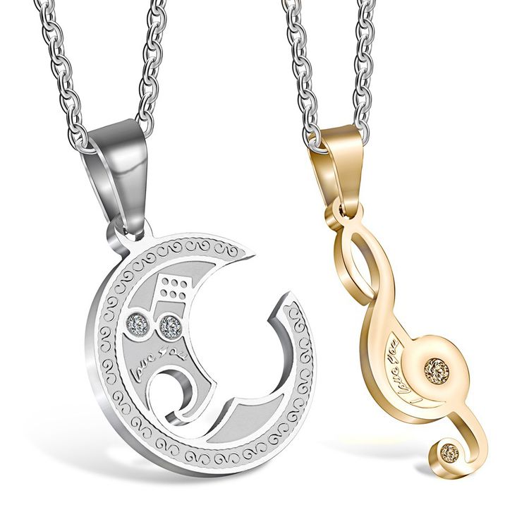 Wholesale Creative Music Symbol Titanium Couple Pendant Necklace | EaseWholesale 1 Wholesale Creative Music Symbol Titanium Couple Pendant Necklace | EaseWholesale 1