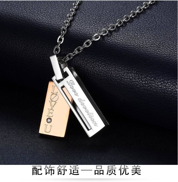 Letter Fashion Pendant Necklace Titanium Couple Necklace | EaseWholesale 1 Letter Fashion Pendant Necklace Titanium Couple Necklace | EaseWholesale 1