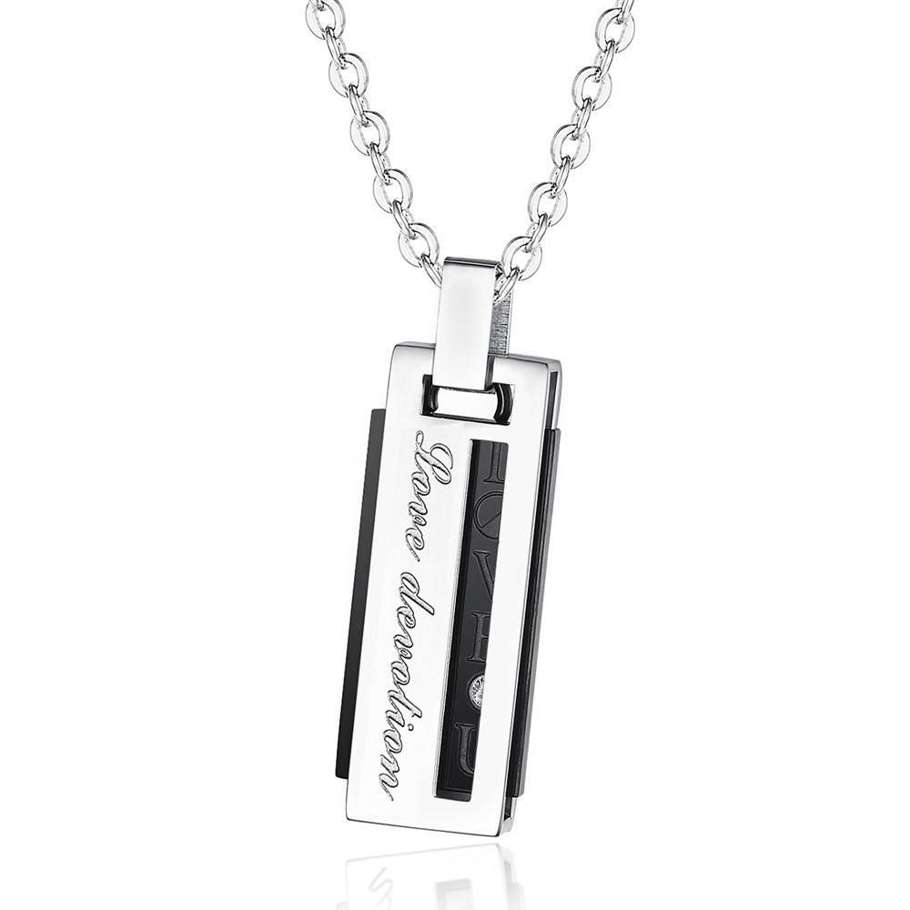 Letter Fashion Pendant Necklace Titanium Couple Necklace | EaseWholesale 3 Letter Fashion Pendant Necklace Titanium Couple Necklace | EaseWholesale 3