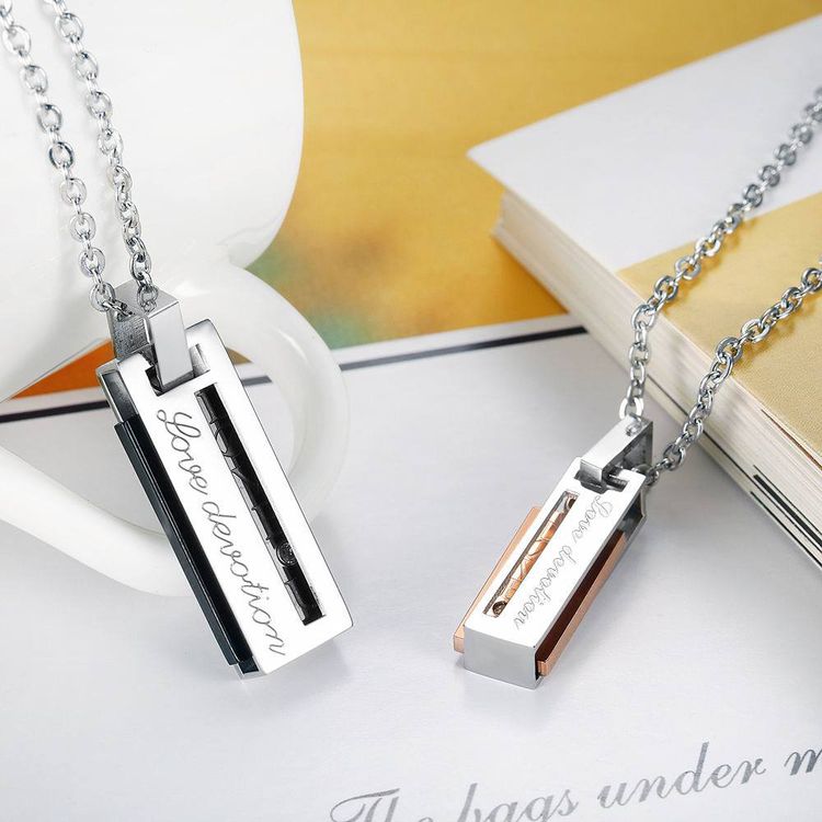 Letter Fashion Pendant Necklace Titanium Couple Necklace | EaseWholesale 7 Letter Fashion Pendant Necklace Titanium Couple Necklace | EaseWholesale 7