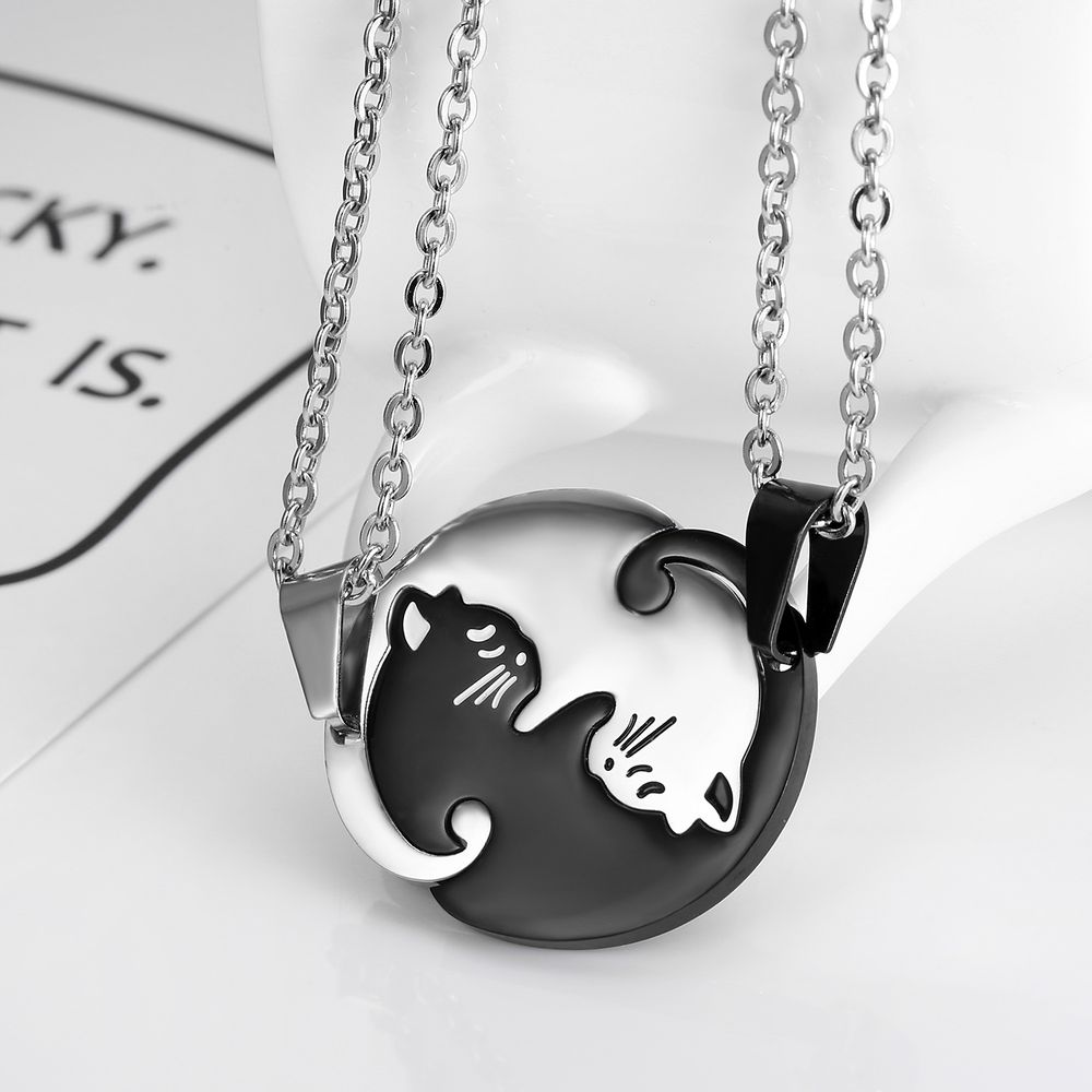 Cute Animal Cat Pendant Puzzle Couple Necklace Wholesale | EaseWholesale 2  Cute Animal Cat Pendant Puzzle Couple Necklace Wholesale | EaseWholesale 2