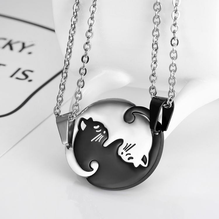 Cute Animal Cat Pendant Puzzle Couple Necklace Wholesale | EaseWholesale 2  Cute Animal Cat Pendant Puzzle Couple Necklace Wholesale | EaseWholesale 2