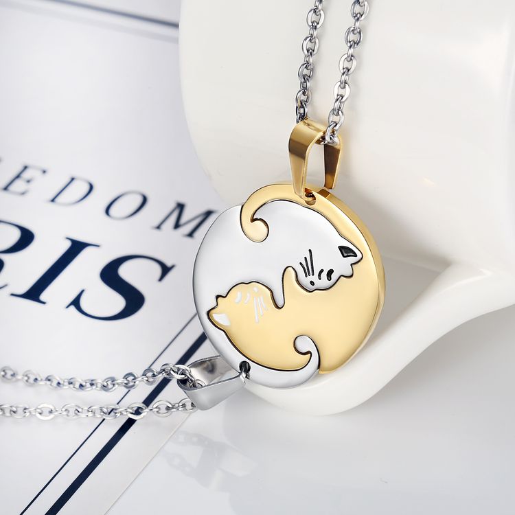 Cute Animal Cat Pendant Puzzle Couple Necklace Wholesale | EaseWholesale 3  Cute Animal Cat Pendant Puzzle Couple Necklace Wholesale | EaseWholesale 3