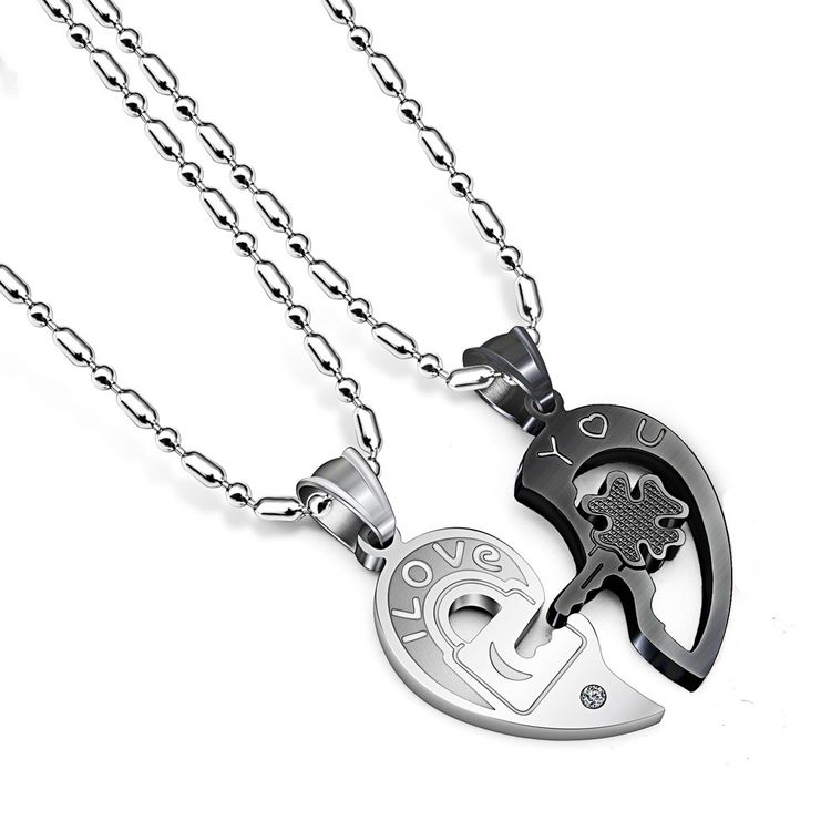Wholesale Fashion Love Heart collarbone key pendant puzzle Titanium Couple Necklace | EaseWholesale