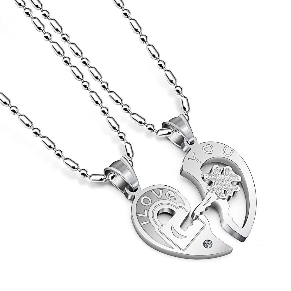Wholesale Fashion Love Heart collarbone key pendant puzzle Titanium Couple Necklace | EaseWholesale 3 Wholesale Fashion Love Heart collarbone key pendant puzzle Titanium Couple Necklace | EaseWholesale 3