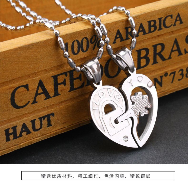 Wholesale Fashion Love Heart collarbone key pendant puzzle Titanium Couple Necklace | EaseWholesale 4 Wholesale Fashion Love Heart collarbone key pendant puzzle Titanium Couple Necklace | EaseWholesale 4