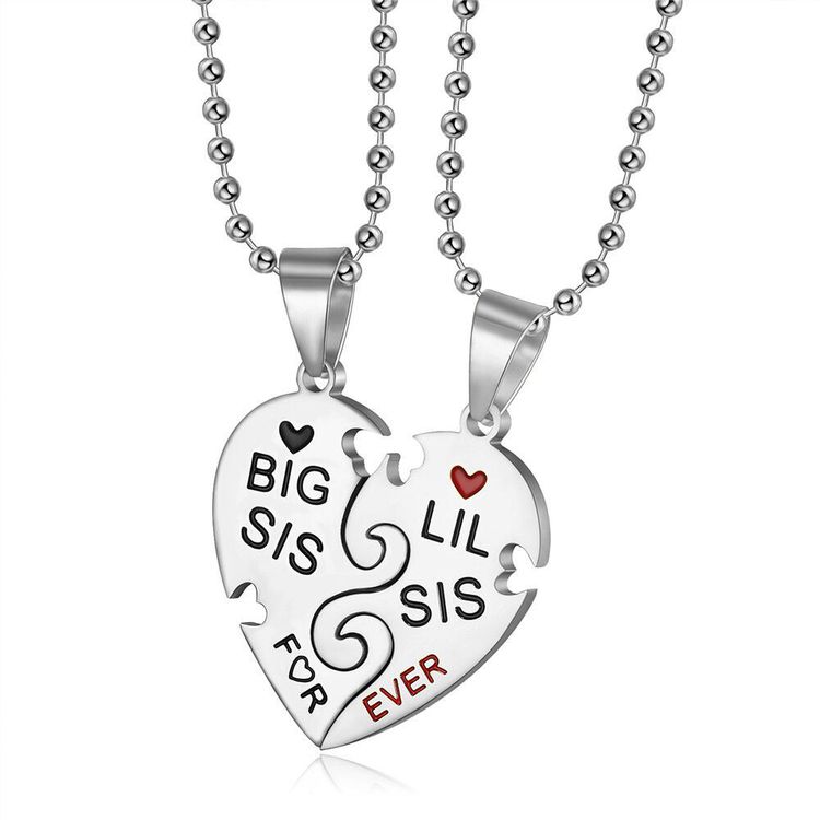 Big Little Sister Family Friendship Peach Heart Puzzle Stainless Steel Necklace | EaseWholesale 2 Big Little Sister Family Friendship Peach Heart Puzzle Stainless Steel Necklace | EaseWholesale 2