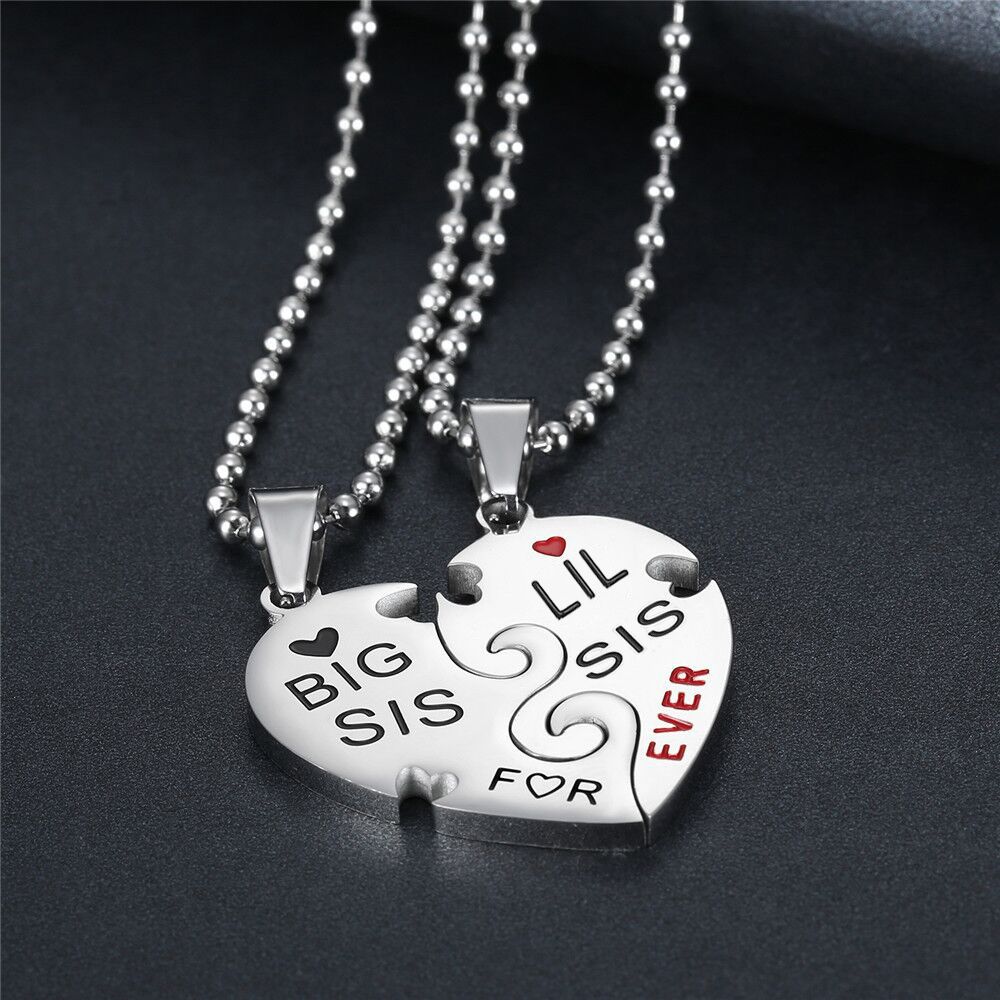 Big Little Sister Family Friendship Peach Heart Puzzle Stainless Steel Necklace | EaseWholesale 4 Big Little Sister Family Friendship Peach Heart Puzzle Stainless Steel Necklace | EaseWholesale 4