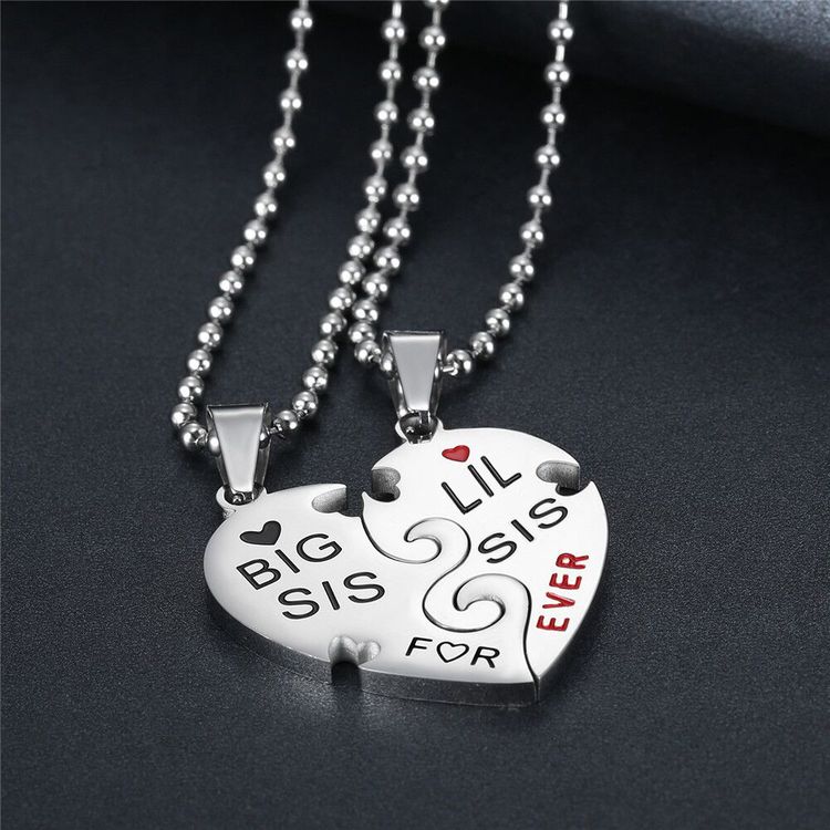 Big Little Sister Family Friendship Peach Heart Puzzle Stainless Steel Necklace | EaseWholesale 4 Big Little Sister Family Friendship Peach Heart Puzzle Stainless Steel Necklace | EaseWholesale 4