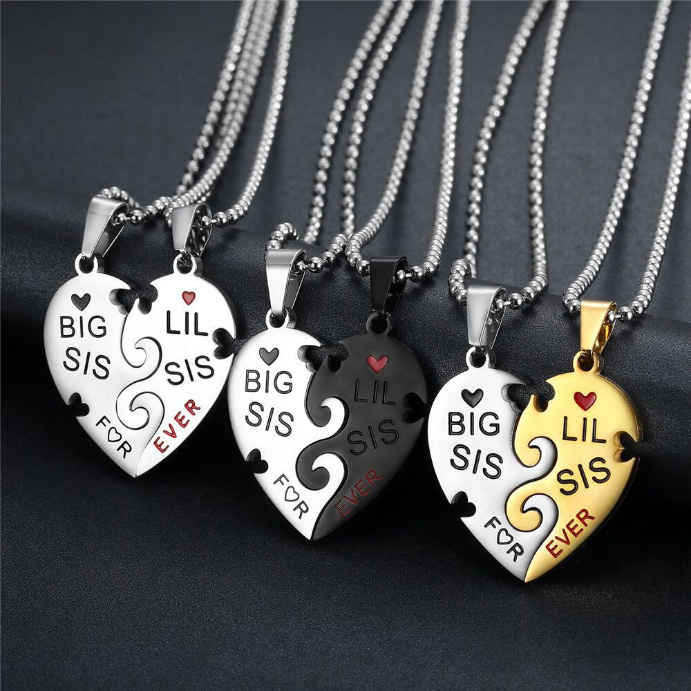 Big Little Sister Family Friendship Peach Heart Puzzle Stainless Steel Necklace | EaseWholesale 5 Big Little Sister Family Friendship Peach Heart Puzzle Stainless Steel Necklace | EaseWholesale 5