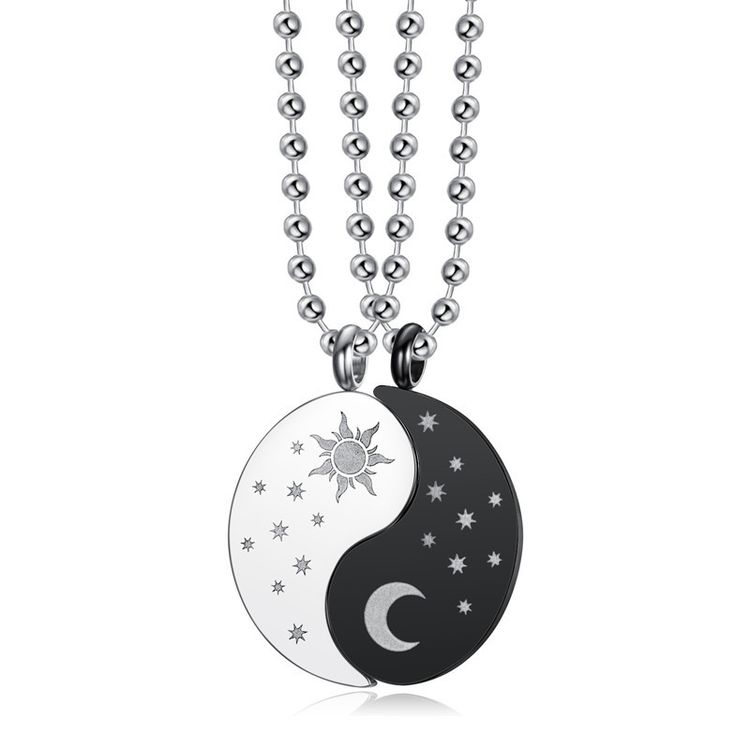 New hip-hop sun and moon gossip titanium stainless steel couple pendant necklace | EaseWholesale