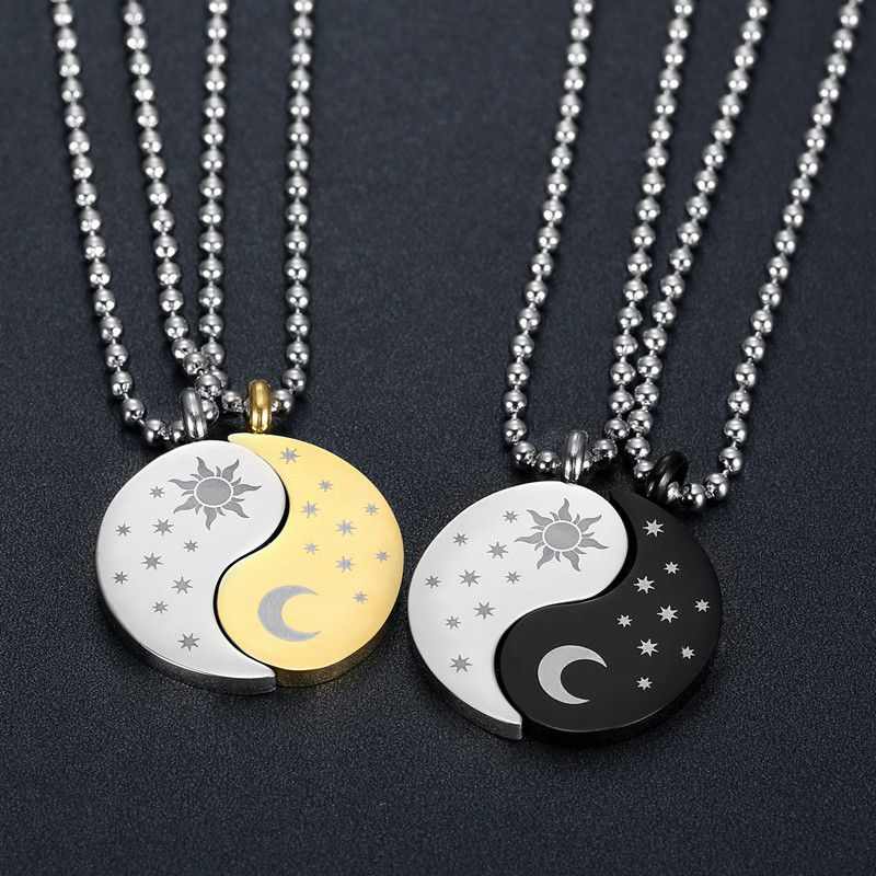 New hip-hop sun and moon gossip titanium stainless steel couple pendant necklace | EaseWholesale 3 New hip-hop sun and moon gossip titanium stainless steel couple pendant necklace | EaseWholesale 3