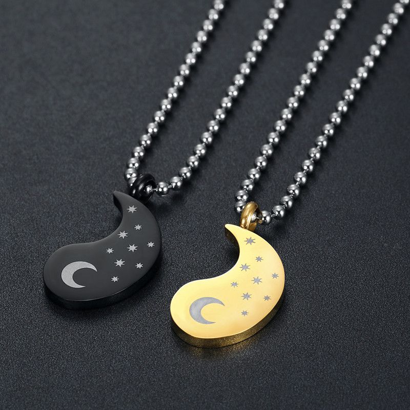 New hip-hop sun and moon gossip titanium stainless steel couple pendant necklace | EaseWholesale 4 New hip-hop sun and moon gossip titanium stainless steel couple pendant necklace | EaseWholesale 4