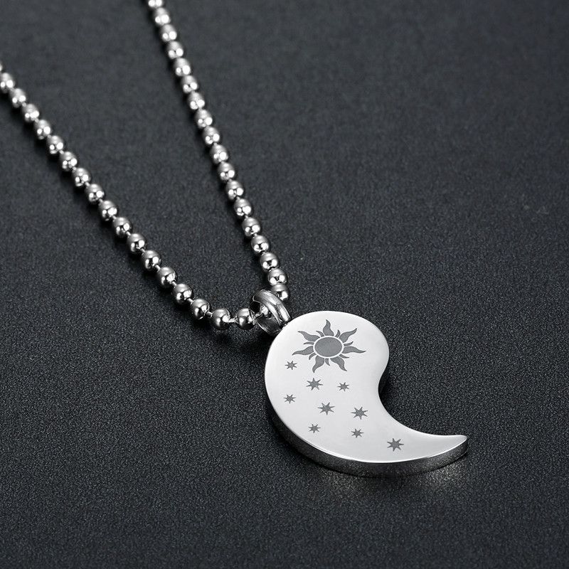 New hip-hop sun and moon gossip titanium stainless steel couple pendant necklace | EaseWholesale 5 New hip-hop sun and moon gossip titanium stainless steel couple pendant necklace | EaseWholesale 5
