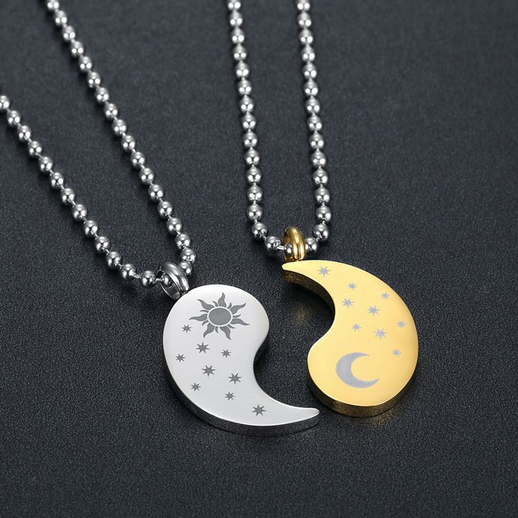 New hip-hop sun and moon gossip titanium stainless steel couple pendant necklace | EaseWholesale 6 New hip-hop sun and moon gossip titanium stainless steel couple pendant necklace | EaseWholesale 6