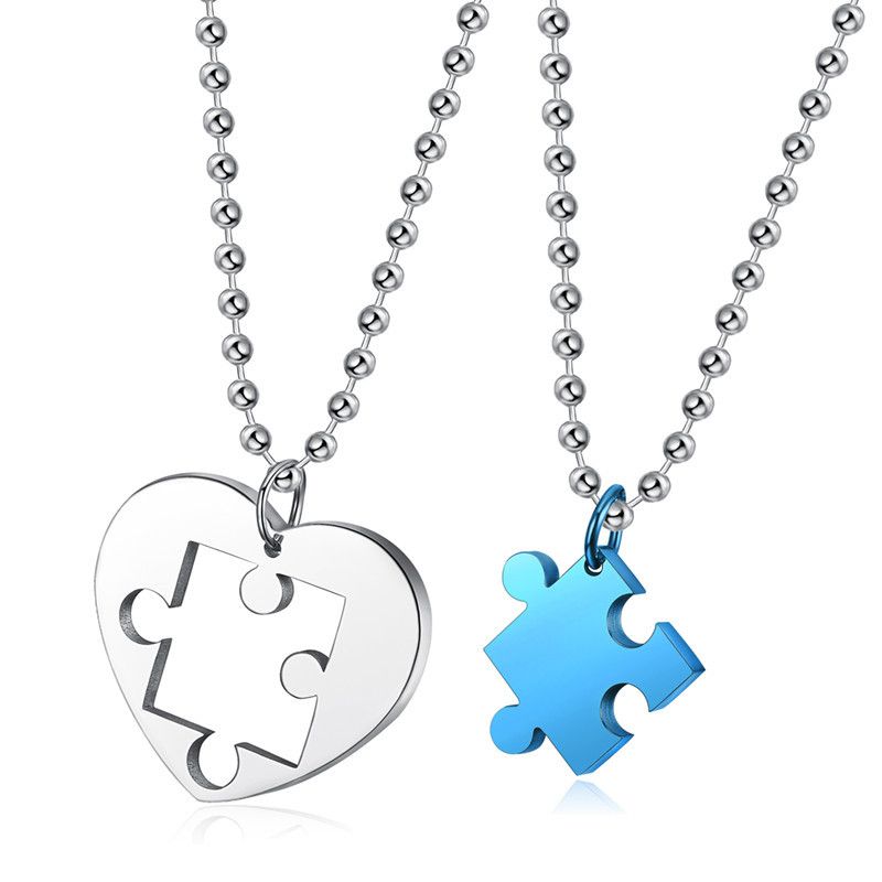 Fashion Classic Heart Puzzle Wholesale Stainless Steel Couple Necklace Pendant | EaseWholesale 0 Fashion Classic Heart Puzzle Wholesale Stainless Steel Couple Necklace Pendant | EaseWholesale 0